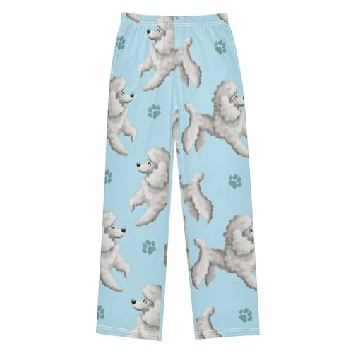 Gray Doodle Dog Boys Pants Boys Athletic Pants Long Pant for Boywith Pockets Wide-Leg Size 6-14Y