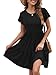 Zetieny Damen Sommerkleider Freizeit Kleider Einfarbig Swing Strandkleid Rüschen Kurzarm Knielanges Kleid A-Linie Midikleid mit Taschen Damen Sommer günstig Kaufen-Zetieny Damen Sommerkleider Freizeit Kleider Einfarbig Swing Strandkleid Rüschen Kurzarm Knielanges Kleid A-Linie Midikleid mit Taschen