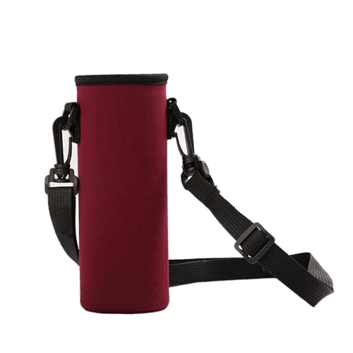 Funda aislante para botella de agua de 1500 ml, soporte para botella de vidrio de 50 onzas con correa para el hombro, aislada, manos cálidas al aire libre (clarete)