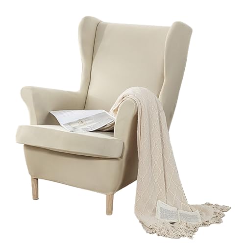 Tufkiss ImpresióN Funda De SillóN De Orejas EláStica para Fundas para Sillones Orejeros 2 Piezas con Funda De CojíN, Funda De Sofá Relax para Dormitorio, SalóN(K)
