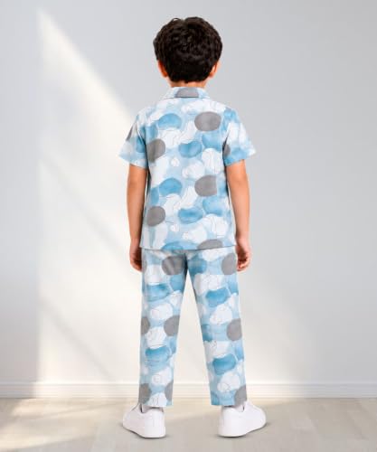 Image of 3BROS Unisex Pure Cotton Short Sleeve Kids Night Dress for Boys & Girls Nightwear /Sleepsuit /Sleepwear /Loungewear Night Suit for Boys and Girls Top and Pyjama Combo Set