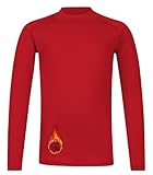 TeGlraddix Youth Boys ＆ Girls Thermal Compression Shirt Long Sleeve, Athletic Fleece Base Layer Undershirt Football Baseball Red L