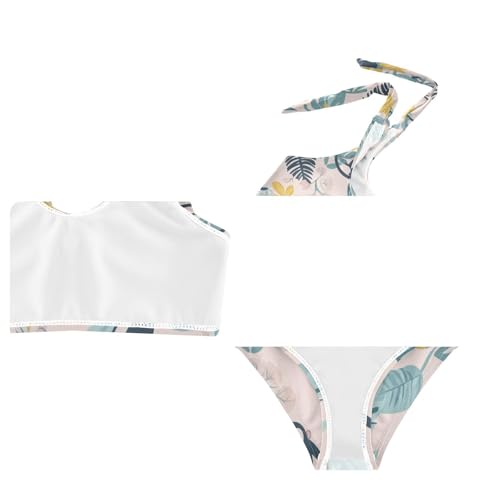 Plaaee Girls' 2 Piece Swimsuits Monkeys Jungle Leaves Flowers Cute Bikini Set Bathing Suit 4T3
