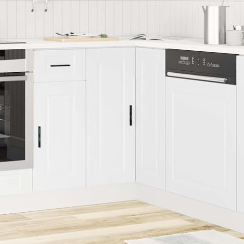 vidaXL Kitchen Corner Base Cabinet - Porto White Engineered Wood - Space-Efficient with Generous Storage and Adjustable Feet - Image 2