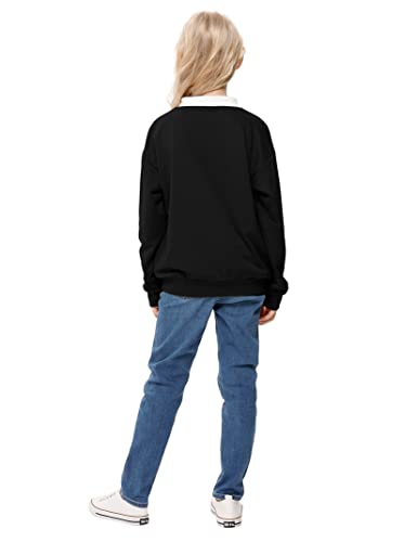 Kukume Girls Teens Oversize Clothes Long Sleeve Top Sweashirt Kawaii Cotton Pullover Hoodies With Pocket Black #TOP4