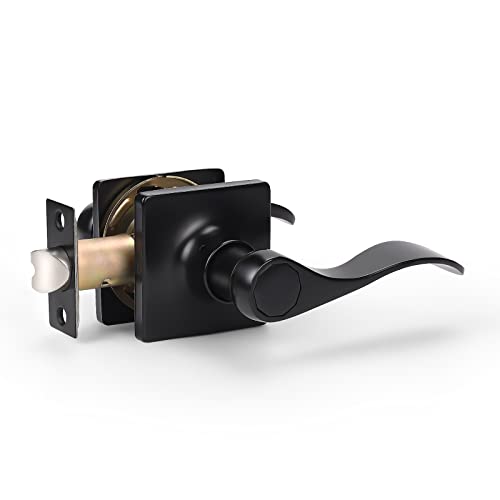 Knobwell Matte Black Closet Door Handles Door Levers, Classic Passage Door Levers For Hall And Closet Keyless, Used For Closet Black/White Wooden Door #TOP21
