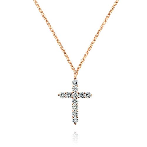 PAVOI 14K Rose Gold Plated Faith Necklace for Women | Faith Pendant | Rose Gold Necklaces for Women