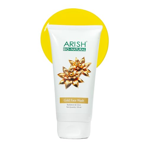 Image of Arish Bio Natural Gold Face Wash with Sandalwood, Honey & 24K Gold Dust | Luxury Glow & Skin Brightening Daily Cleanser | 75ml (150 ML)