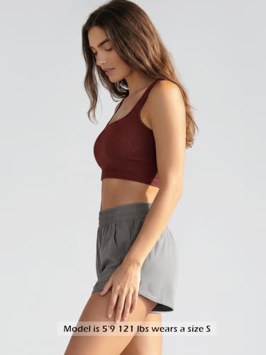 Image of ODODOS 3-Pack Seamless Square Neck Crop Tank for Women Ribbed Knit Soft Low Back Cropped Tops