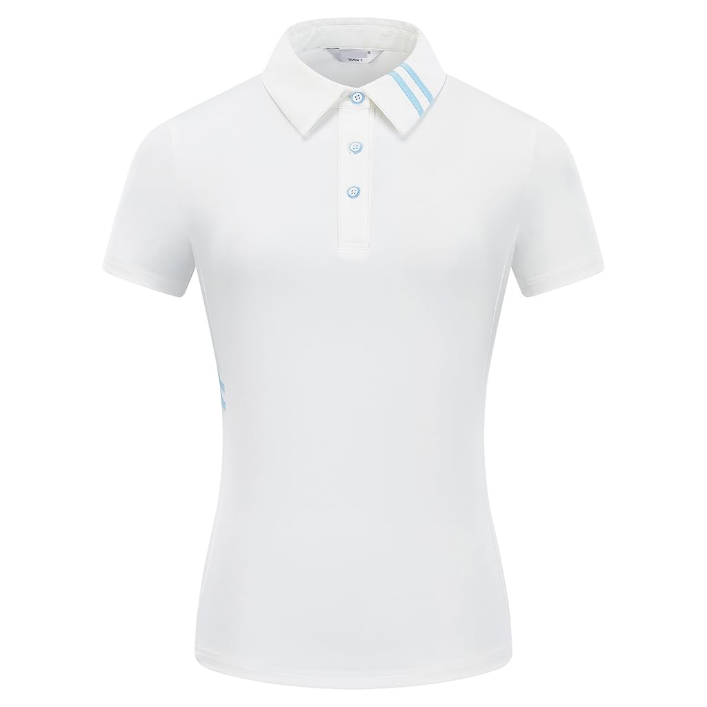 LANGWEI T-Shirt da Golf da Donna A Maniche Corte vestibilità Asciutta Polo con Colletto Traspirante Abbigliamento Sportivo