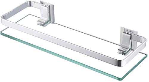 UMI.. Essentials Wall-Mounted Aluminum and Glass Bath Organizer Shelf