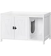 MAHANCRIS Cat Litter Box Enclosure, Hidden Litter Box Furniture with Divider, Wooden Cat Washroom...