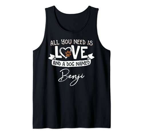 Cute Dog Named Benji Design for Women and Men Tank Top, Black