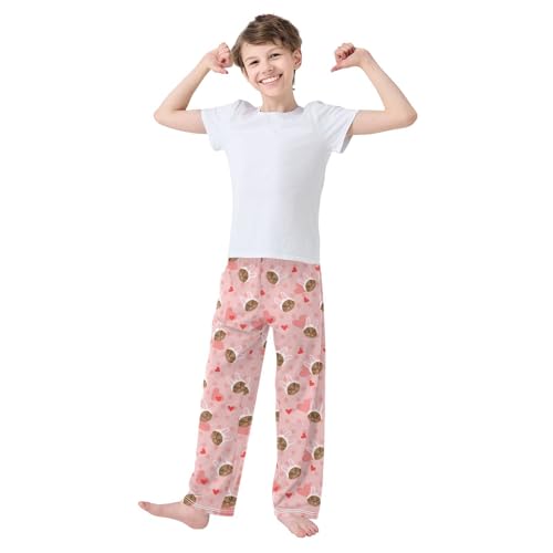 Cat with Bunny Ears Boys Long Pants Soft Trousers Elastic Waist Kids Lounge Bottoms with Pockets S-XL2