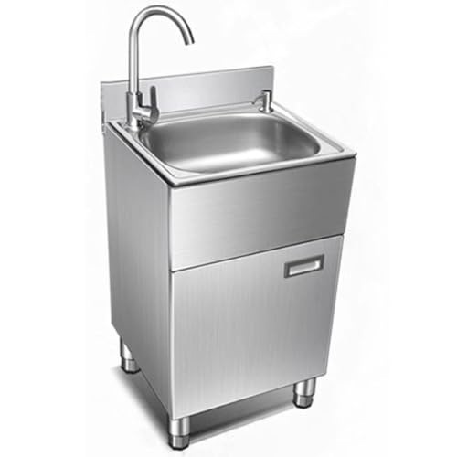 Armoire d'évier de cuisine sur pied commerciale à une cuve avec robinet, armoire d'évier utilitaire, for évier utilitaire autoportant en acier inoxydable intérieur et extérieur, avec armoire de rangem