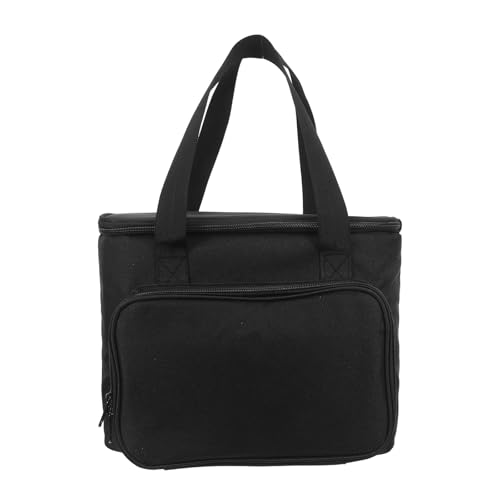 LALADEFIEE Estuche de Viaje Negro para Cafetera Sola Porción, Bolsa Portátil de Tela Oxford con Bolsillos, Almacenamiento de Viaje con Correa para Oficina, Dormitorio, Picnic y Camping