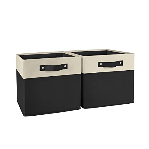 RiverRidge Kids storage bins - 10.5 Cube Storage Organizer with Handles – Black Two-Tone closet organizers and storage for Toys, Shoes & More - Fits RiverRidge Cabinets