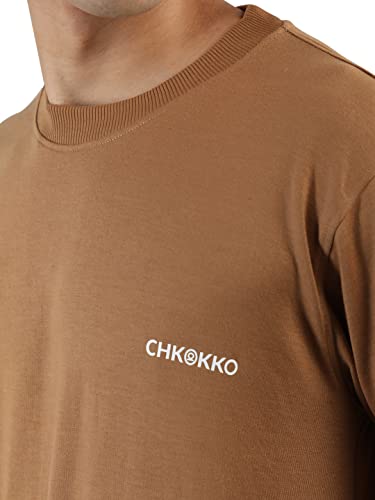 Image of CHKOKKO Men's Terry Cotton Loose Fit Full Sleeves Regular Fit T-Shirt