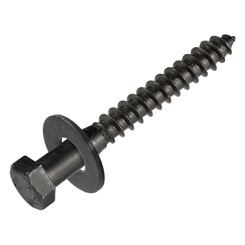 1/4 x 2-1/2 (100 Pack) Lag Screw Kit, 100 Screws and 100 Washers, Ceramic Black Ruspert Coating for Exterior Use, Meets ASTM A307 and ASME B18.2.1, Industrial/Commerical Grade by Makers Bolt