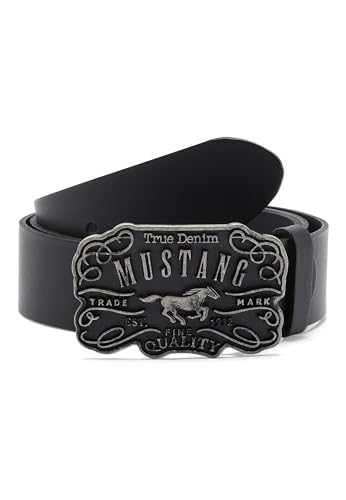 Ceinture en cuir MUSTANG W95 Black pour homme : un accessoire authentique et robuste au quotidien.