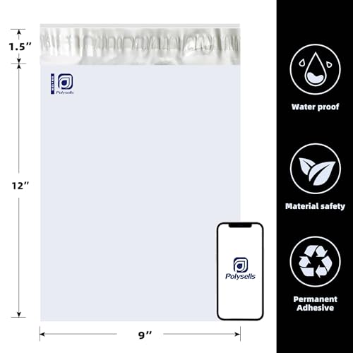 Image of POLYSELLS 9x12 White Poly Mailers 3000 Pack Shipping Bags for Clothing | Bulk Waterproof Tear Resistant Mailing Envelopes for Shirts Apparel Fabric Accessories Ecommerce Sellers and Small Business