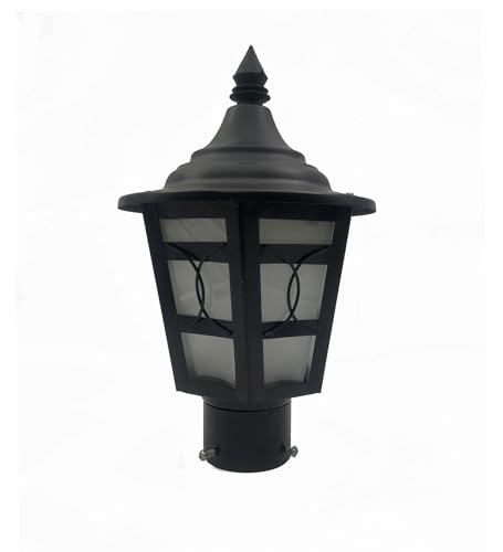 Image of SINOMAN Outdoor Post Lantern Gate Light Black Pillar Lamp Garden Light with Clear Glass Weatherproof Fixture for Pathway Front Entrance Patio or Walkway (Without Bulb)