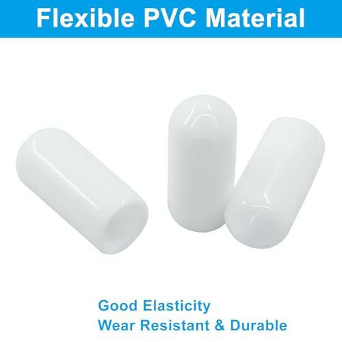 Image of 120 Pcs 6mm Rubber End Caps Bolt Screw Protector, White | PVC Flexible Impact Absorbing, Prevents Scuffs Dust Rust, Fits 6-6.5mm Round Tube Threads, Indoor Outdoor Use