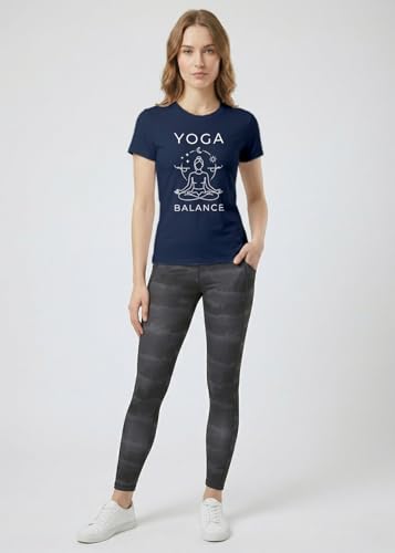 Image of INDISSH Yoga Tshirt for Women Cotton | Graphic Printed Yoga Round Neck Short Sleeves T-Shirt for Woman - WRN-YOGAB-PAR