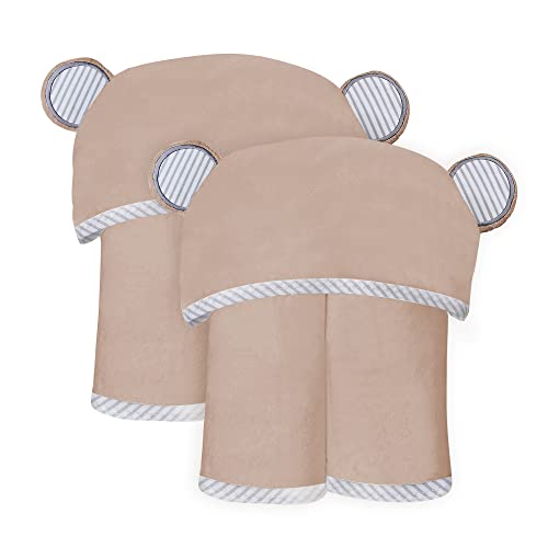 Image of SWEET DOLPHIN 2 Pack Hooded Baby Towel, 100% Rayon Made from Bamboo, Baby Bath Towel with Hood for Babies, Infant, Toddler and Kids, Large 35 x 35 inch - Brown