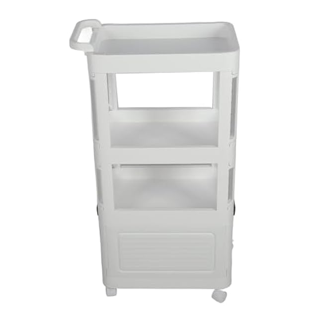 Rolling Storage Cart with Wheels, Large Capacity Mobile Utility Cart, Multi Functional Portable Organizer for Living Room and Kitchen - Smooth Mobility, Durable PP Material, Spac (823)-9LF490qt