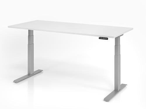 höhenverstellbarer Schreibtisch Basic – Weiß/Silber...