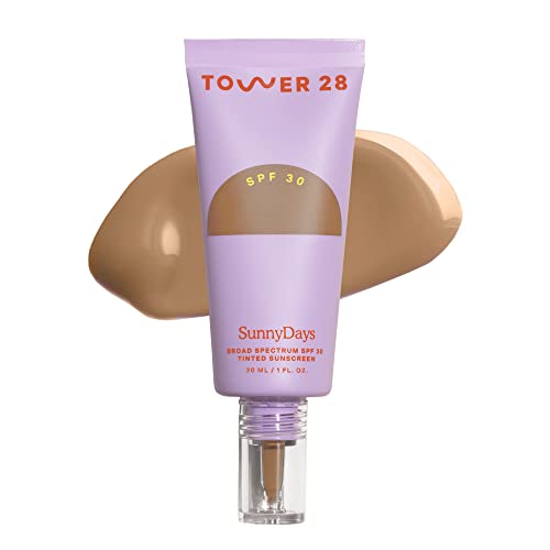 Tower 28 Beauty SunnyDays SPF 30 Tinted Sunscreen - For Sensitive Skin - 2-in-1 Facial Broad Spectrum UVA/UVB Protection + Foundation - Shade 35 POINT DUME - Medium with Neutral Undertones, 1 Fl Oz