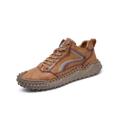 Mens Casual Shoes Comfortable Walking Hiking Shoes Leather Oxfords Fashion Sneakers Non-Slip Driving Shoes