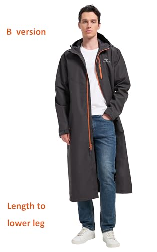 Image of NORDIC OUTLAND Rain Jacket Men,Waterproof Breathable Long Raincoat with Hood Mesh Lining,Windbreaker for outdoor activities