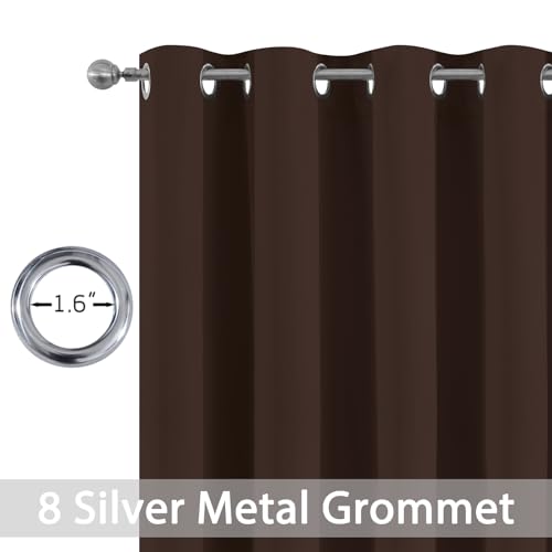 Yakamok Blackout Curtains Room Darkening Thermal Insulated Window Panels,Solid Grommet Top Drapes for Bedroom/Living Room(52Wx72L, Chocolate Brown, 2 Panels)