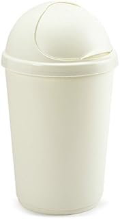 Plastic Bullet Bins 30L, 50L Waste Paper Recycle Dustbin Flap Lid Kitchen, Home,Office Rubbish Trash Baskets (Cream, 50L)