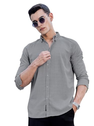 Image of Thomas Scott Men's | Solid | Long Sleeve | Polyster Blend | Casual | Button Down Collar | Shirts for Men