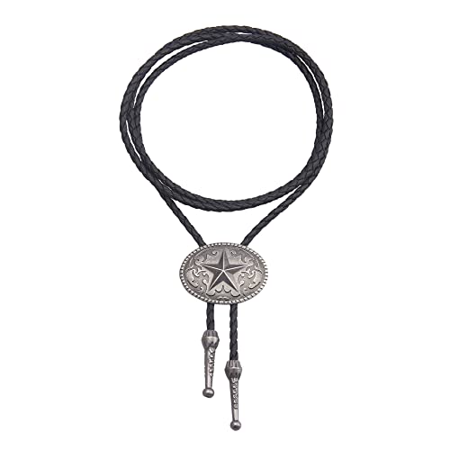 Image of GelConnie Bolo Ties for Men Women Western Cowboy Tie Mens Western Necklace Leather Necktie Gold Bolero Tie Cowboy Necklace
