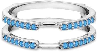 Blue Topaz Enhancer Guard For Women, 14k Yellow/Sterling/Rose Gold Plated Silver Blue Topaz Wrap Ring, Enhancer Ring Guard, Enhancer Ring