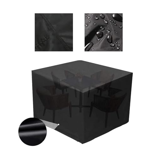 Garden Furniture Covers Outdoor Tables and Chairs Sets Cover Heavy Duty Windproof Tear-Resistant for Deck Lawn and Backyard 95.28" Lx63.78 Wx39.37 H Black 53.15" Lx53.15 Wx28.35 H Black