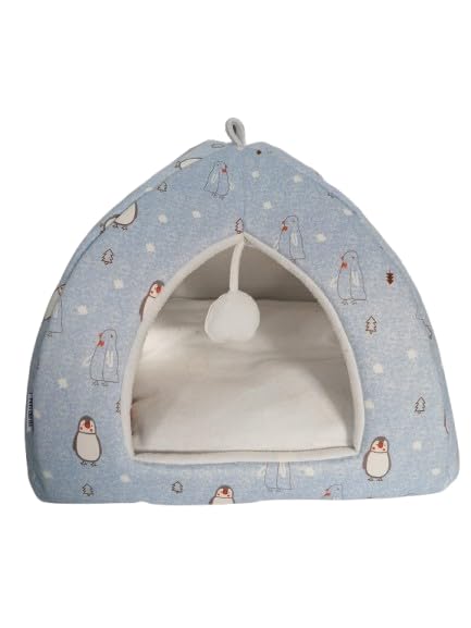 Image of PETS EMPIRE Warm Hut for Cats & Kittens | with Removable Cushions | Bed for Puppies Soft & Comfortable Hut for Cats & Kitties | Kennel House for Pets SkyBlue Colour (Size: 46 x 46 x 36 cm)