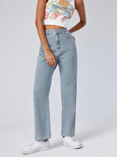 CIDER Solid Mid Waist Pocket Straight Leg Jeans2