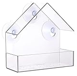 Nature-Decor Window Bird Feeder Outside Clear Acrylic Hanging Bird Feeders with Suction Cup Includes 21 Drain Holes