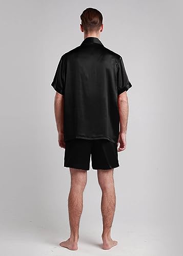 LilySilk 100% 2PC Silk Pajama Set for Men Short Sleeves Button Contrast Trim V Neck Causal Lounge for Summer4