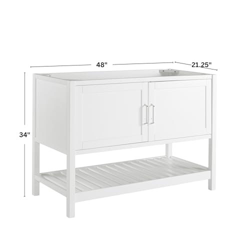 Image of Alaterre Furniture Bennet Bathroom Vanity Without Sink - 48 inch Freestanding Wood Vanity Cabinet with Soft-Close Shaker Doors - Wood Bathroom Sink Base Cabinet (White)