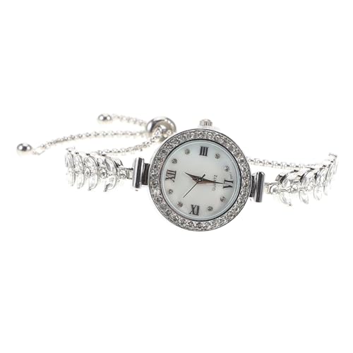 Imagen de FOMIYES Reloj Pulsera Mujer con Cristales Circonita Diseño Resistente al Agua Elegante para Formal y Diario Color Plateado