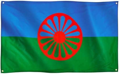 Runesol Zigeunerflagge, 91 x 152 cm, 4 Ösen, eine in jeder Ecke, Premium Fahne für drinnen und draußen, satte Farben, Gypsy Romani, Roma