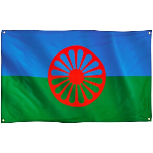 Runesol Bandiera Gypsy, 91x152cm, 3ft x 5ft, 4 Occhielli, Un Occhiello in Ogni Angolo, Gypsy Rom, Rom, Interno, Esterno, Colori Vividi