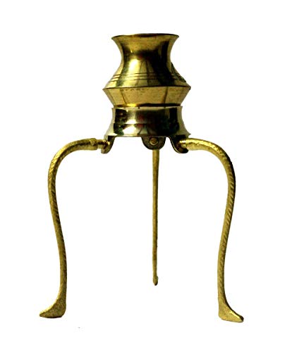 Radhna Lota de latón tradicional indio para Puja Kalash Lota para Jalabhishek Juego de soporte decorativo Shivling (tamaño - 9 x 9 x 12,5 cm) | Puja Item