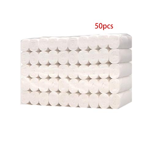 Preisvergleich Produktbild Tvvudwxx 4-lagiges Toilettenpapier, weiches Papierhandtuch, natürliches Zellstoff, verdicktes Toilettenpapier für Zuhause, Küche, Hotel, 10 / 50 / 100 Rollen 50